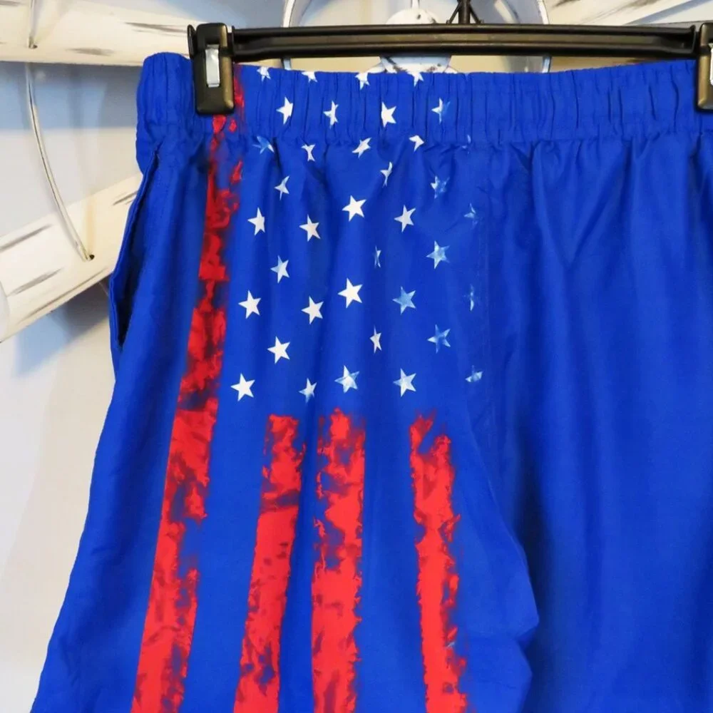 NWOT Cozople Patriotic 4th Of July Swim Trunks Size Large Compression‎ Liner